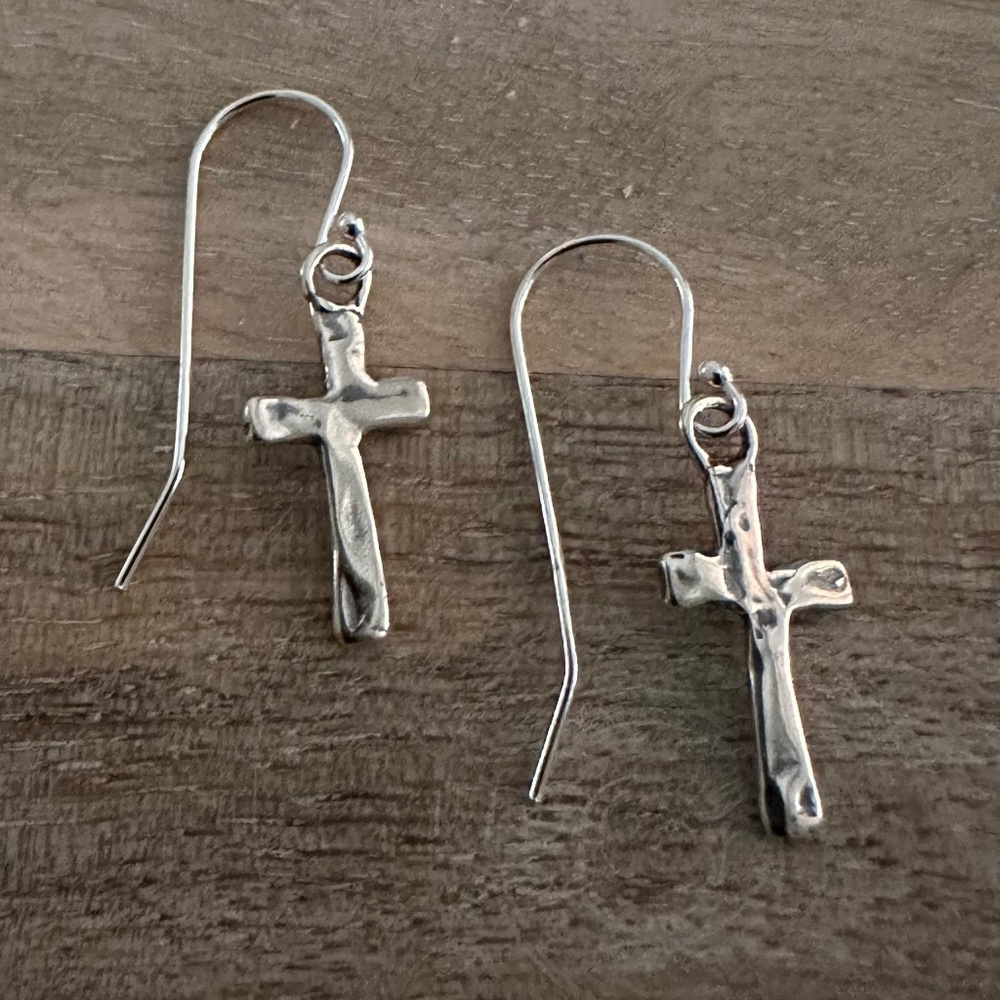 Sterling Cast Cross Earrings